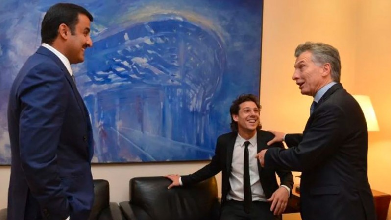 Macri con Gaudio y el emir de Qatar