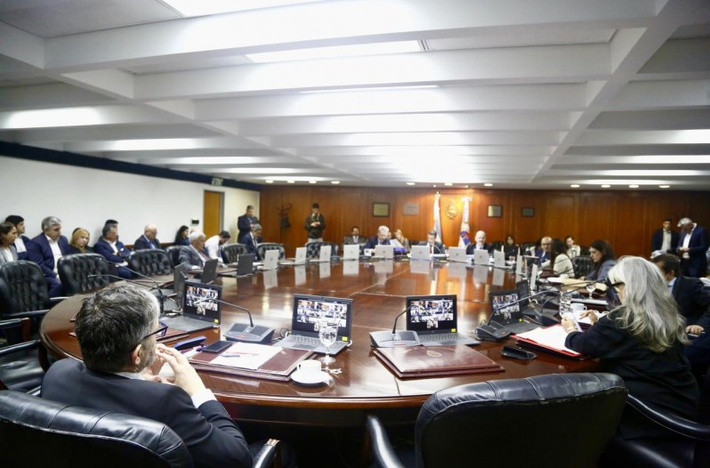 La sala de sesión del Consejo de la Magistratura, semivacía ante la salida de los representantes de los jueces.