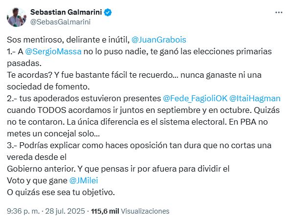 Grabois atacó a Massa y le contestaron: 