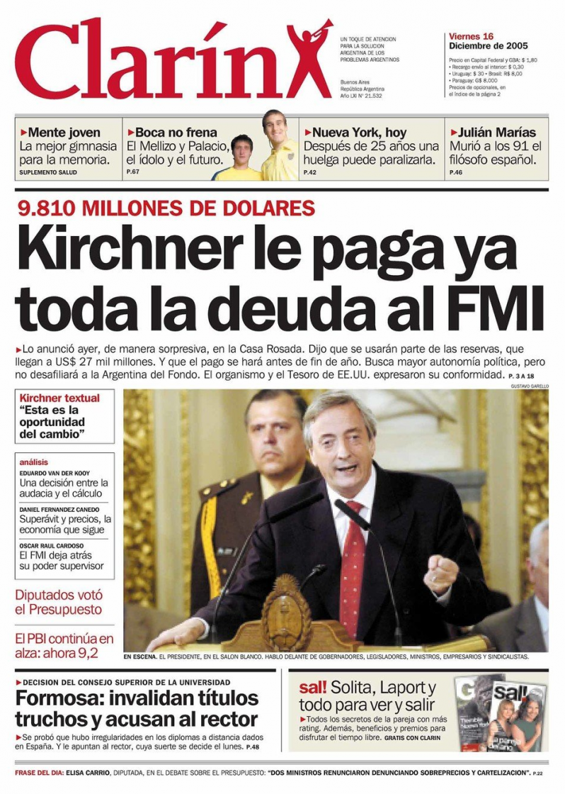 Milei posteó una tapa fake de Clarín para justificar la toma de deuda
