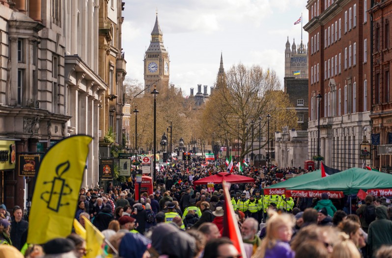 Londres fue una de las capitales con masivas marchas. 