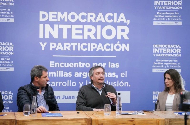 Máximo Kirchner con Sergio Uñac y Celeste Giménez en San Juan.